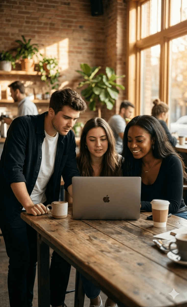 Young people engaging with faith-based digital content on mobile devices